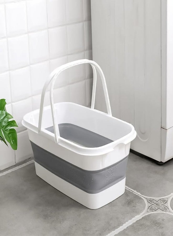 Wishbone Collapsible Mop Bucket Rectangular Water Storage Basket Portable Folding Wash Basin for Hiking Camping Fishing Gardening Car Washing Outdoor Travel Cleaning Water Container - Image 2